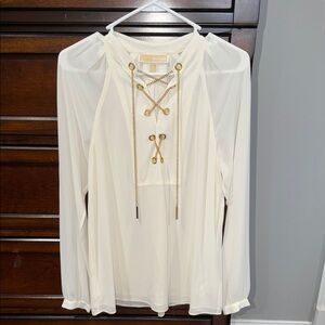 Michael Kors Cream Blouse with Gold Details